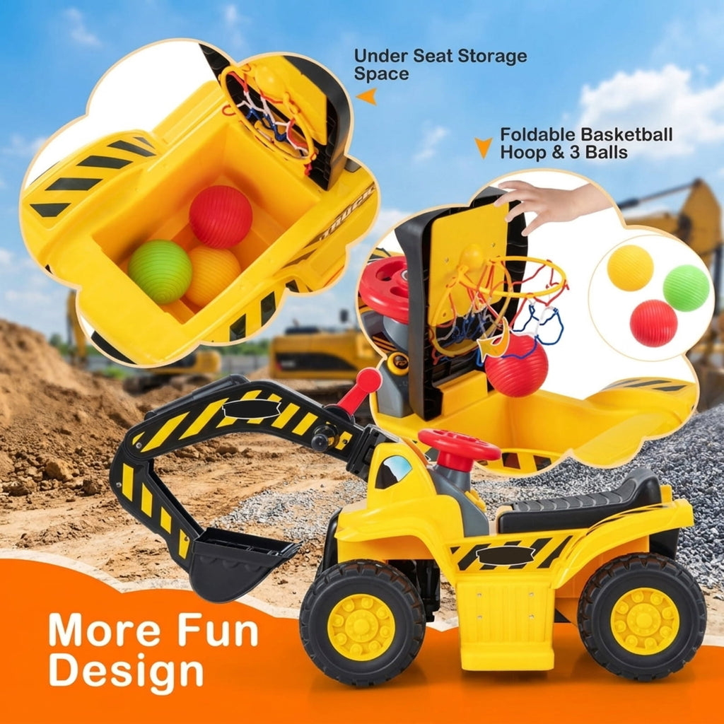 Redsmile 12V Battery Powered Kids Ride On Dumper Truck with Working Front Loader, Tipping Bucket, Safety Belt, High Low Speed, Pedal Powered Construction Toy, Yellow