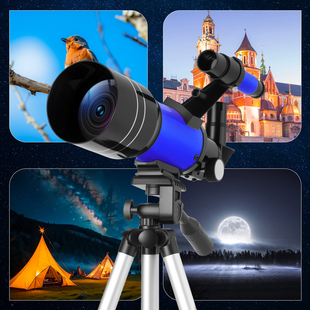 Redsmile Telescope for Kids Adults Beginners70mm Aperture 300mm Refractor Telescope with Tripod Phone Adapter and Barlow Lens20x to 150x Magnification for AstronomyBlue