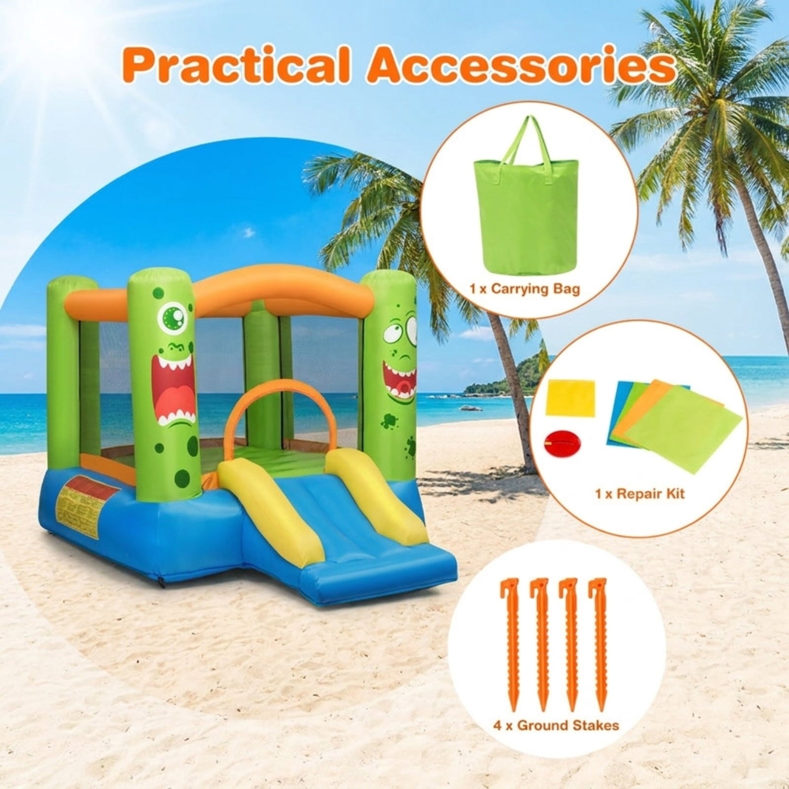 Redsmile Inflatable Bounce House Jumper Castle Kids Playhouse without Blower, Multicolor