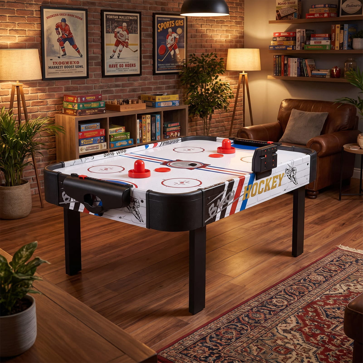 Redsmile 42 Inch Air Powered Hockey Table Top Scoring 2 Pushers for Game Room Family Fun Indoor Play