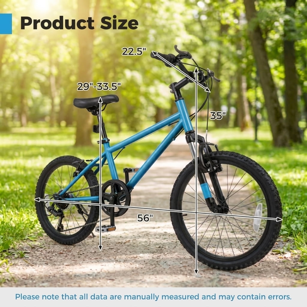 Redsmile 20 Inch Kids Mountain Bike for Boys Girls Ages 8+, 6-Speed Children Bicycle with Suspension Fork and Dual V-Brakes, Adjustable Seat, Pneumatic Tires for Riders 48-60 Inches, Blue