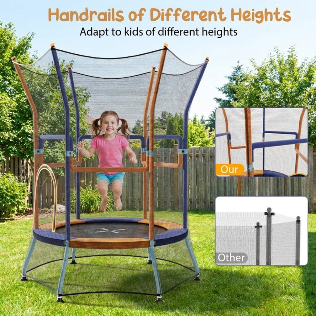 Redsmile Mini Trampoline for Kids with Safety Enclosure Net and Foam Handles, Orange