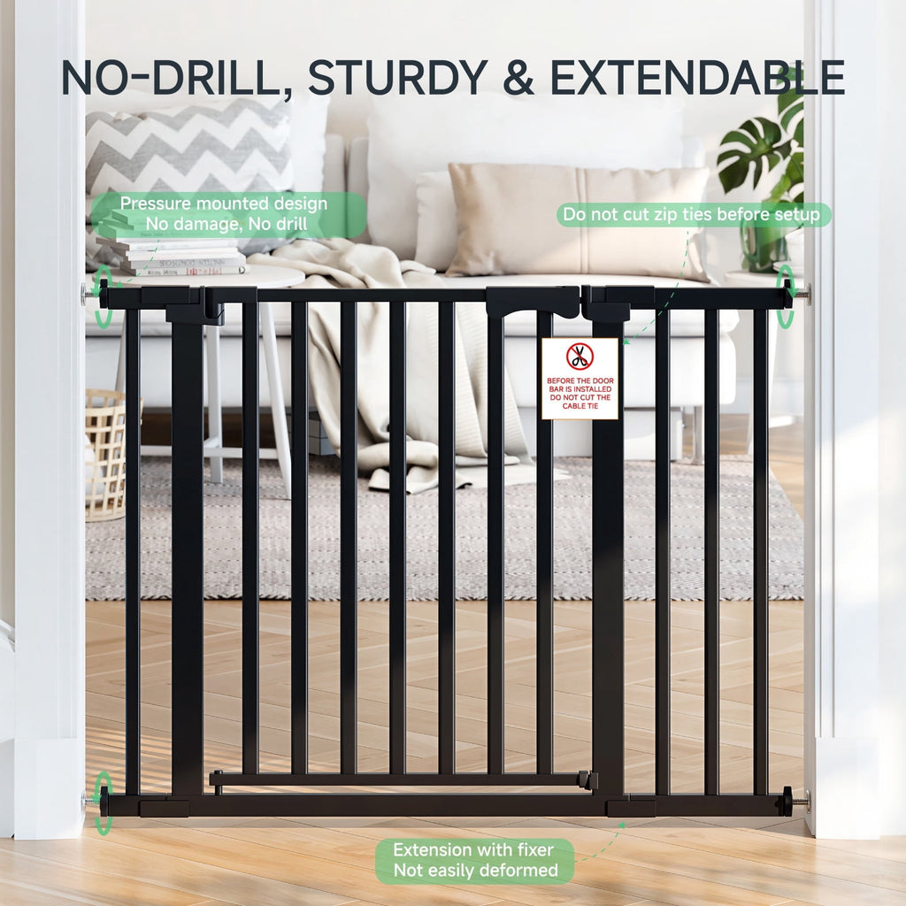 Redsmile 30 Inch Extra Tall Baby Gates for Doorway, Auto Close Pet Gate, 30 Inch to 43 Inch Wide Pressure Mounted, Gifts for Mom, Black