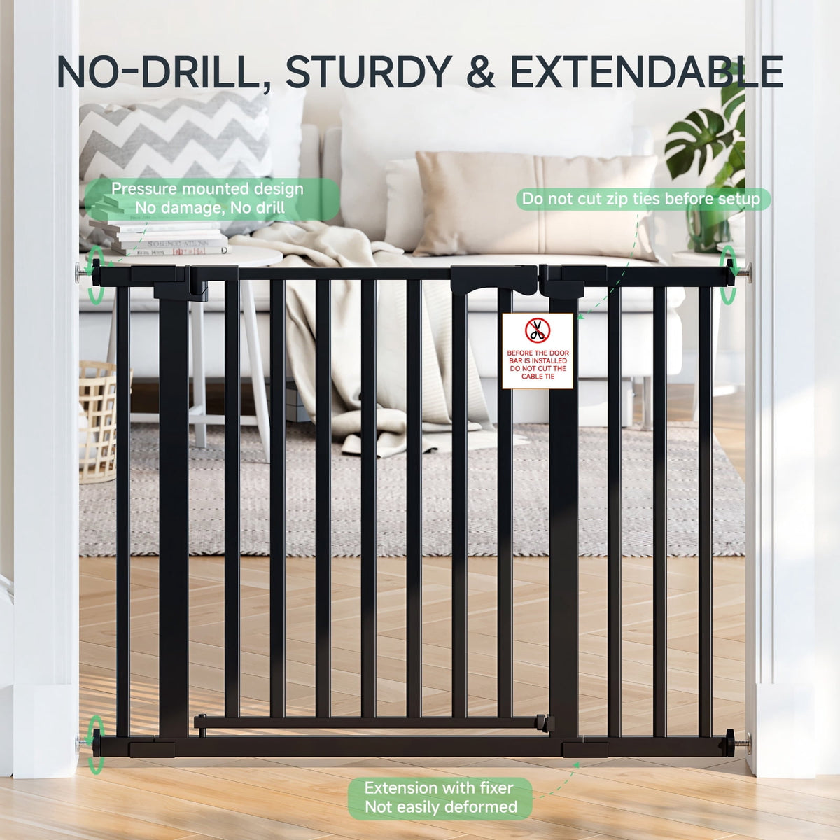 Redsmile 30 Inch Extra Tall Baby Gates for Doorway, Auto Close Pet Gate, 30 Inch to 43 Inch Wide Pressure Mounted, Gifts for Mom, Black