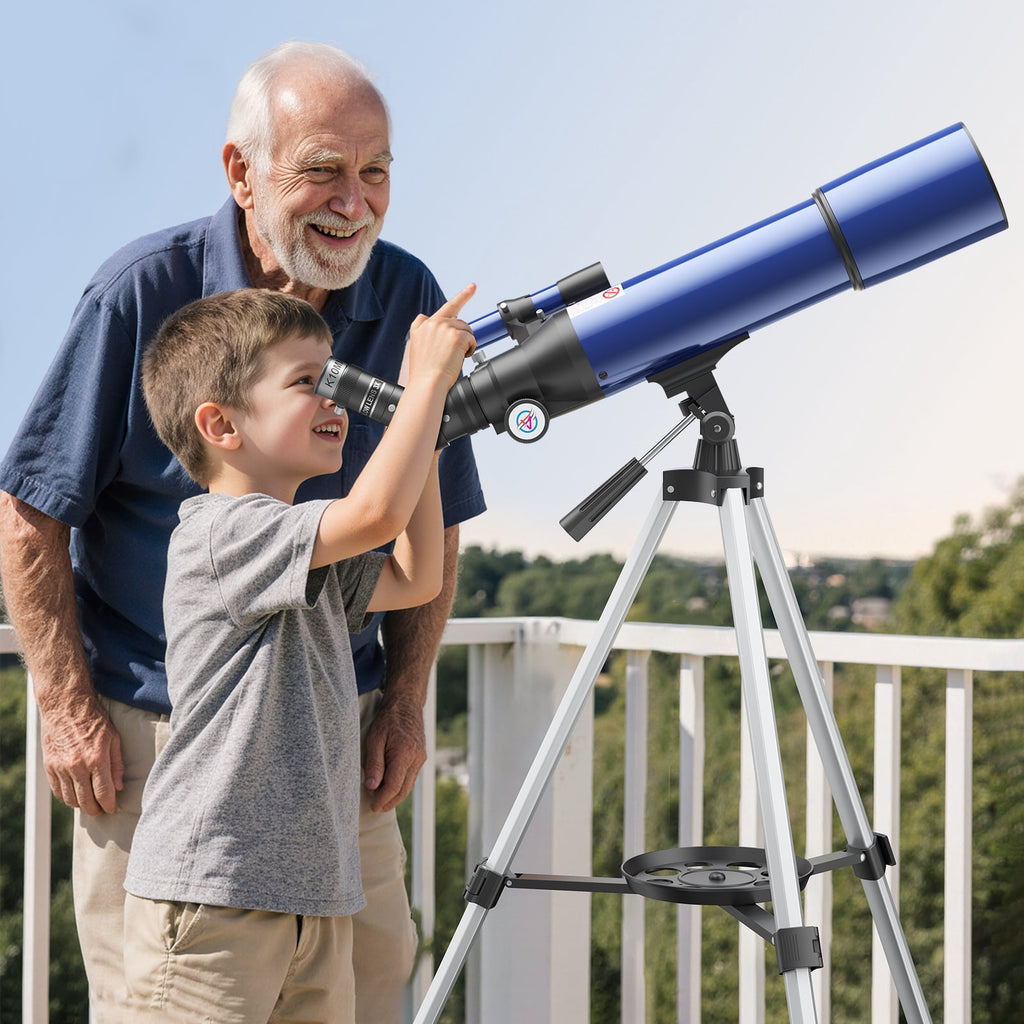 Redsmile Telescope for Adults Astronomy Beginners80mm Aperture 500mm Refractor Telescope with AZ Mount Tripod and 2 Eyepieces20x to 50x Magnification for Moon ViewingBlue