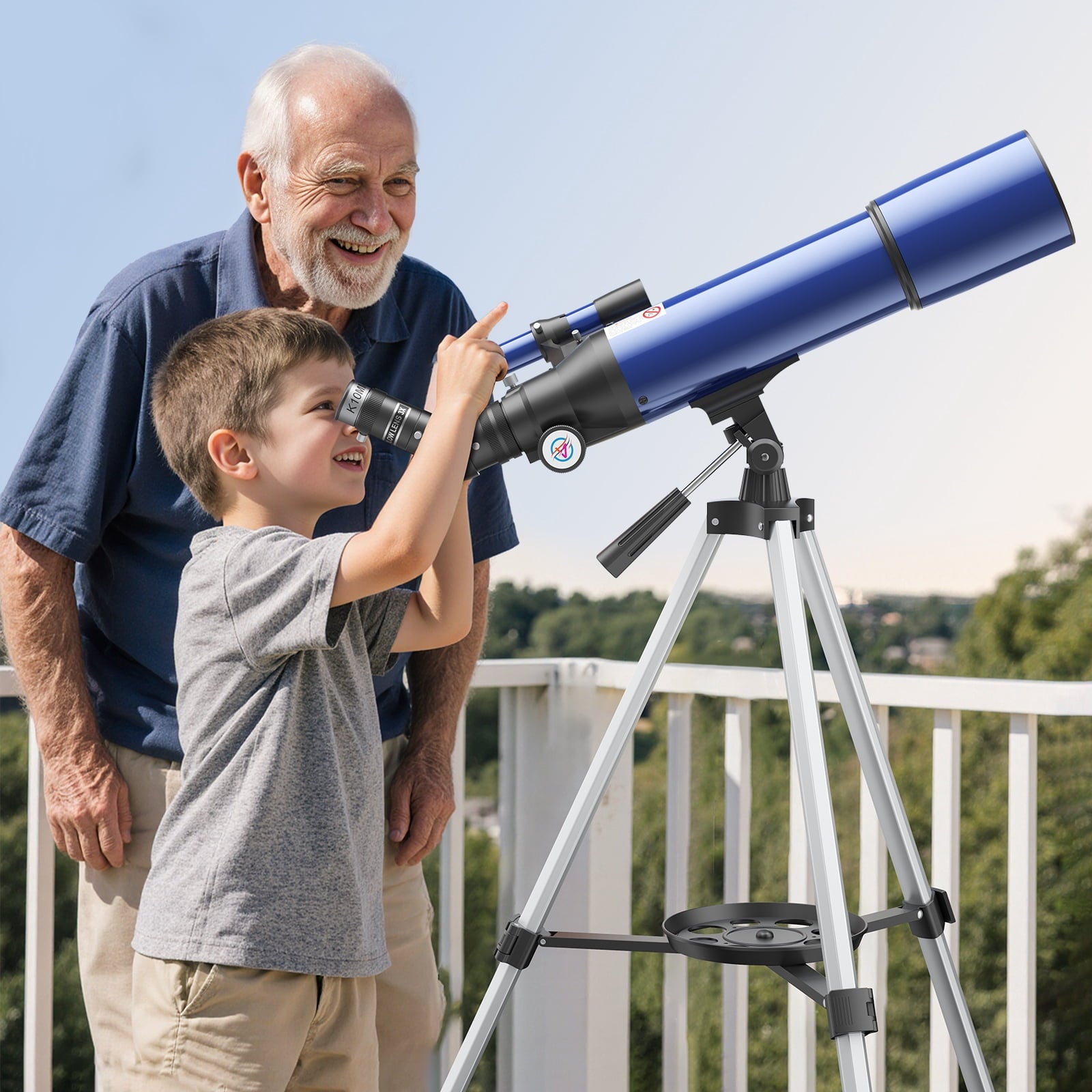 Redsmile Telescope for Adults Astronomy Beginners80mm Aperture 500mm Refractor Telescope with AZ Mount Tripod and 2 Eyepieces20x to 50x Magnification for Moon ViewingBlue