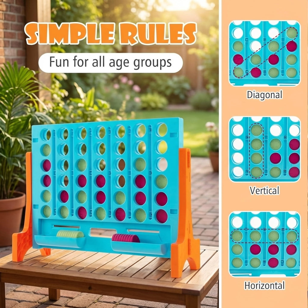 Redsmile Jumbo 4-to-Score Connect Game Set with Carrying Bag and 42 Coins Orange - Portable Outdoor Indoor Game for Birthday Party BBQ Camping Family Fun