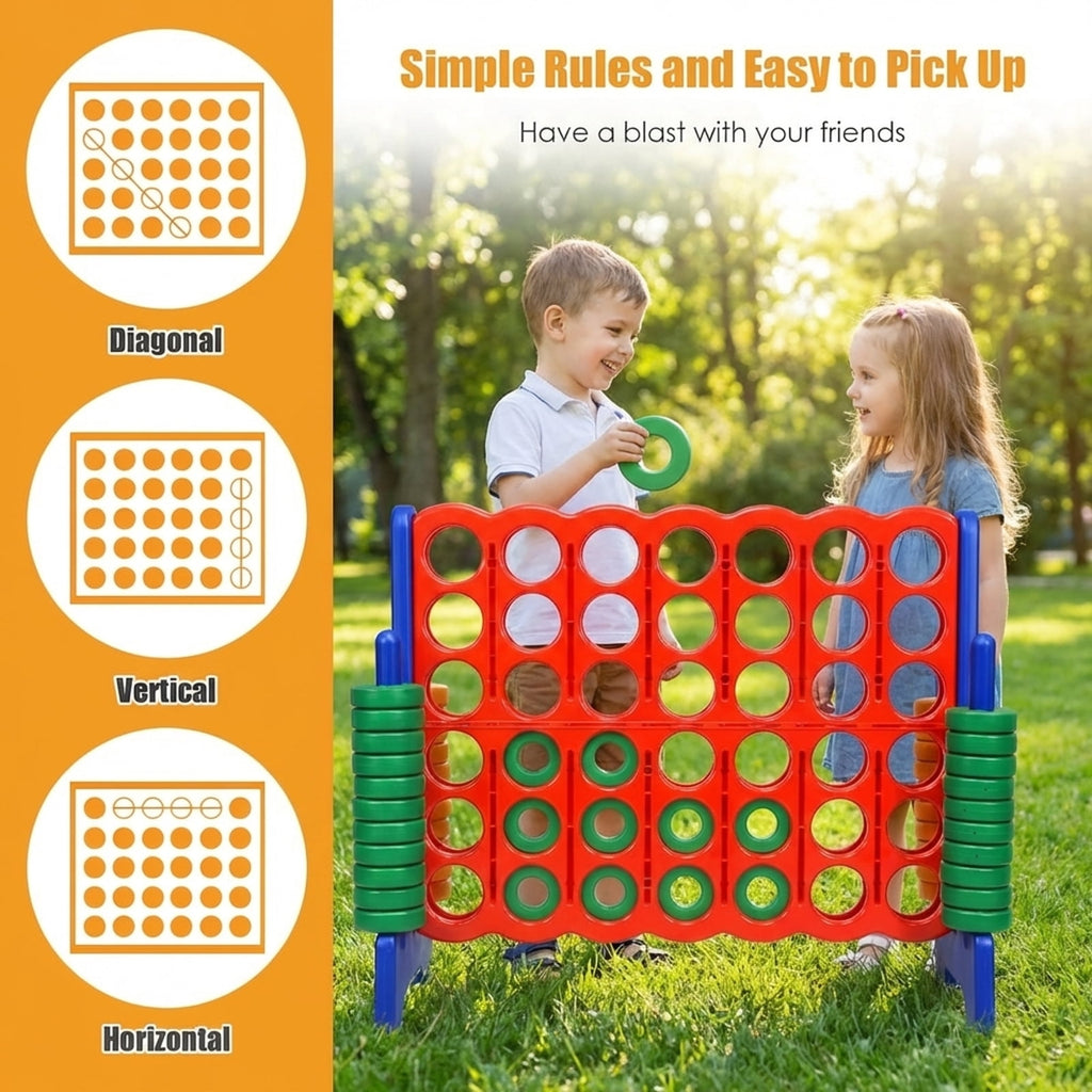 Redsmile Jumbo 4-to-Score Giant Game Set with 42 Jumbo Rings and Quick-Release Slider-Blue Blue - Outdoor Backyard Lawn Party Game for Kids Adults