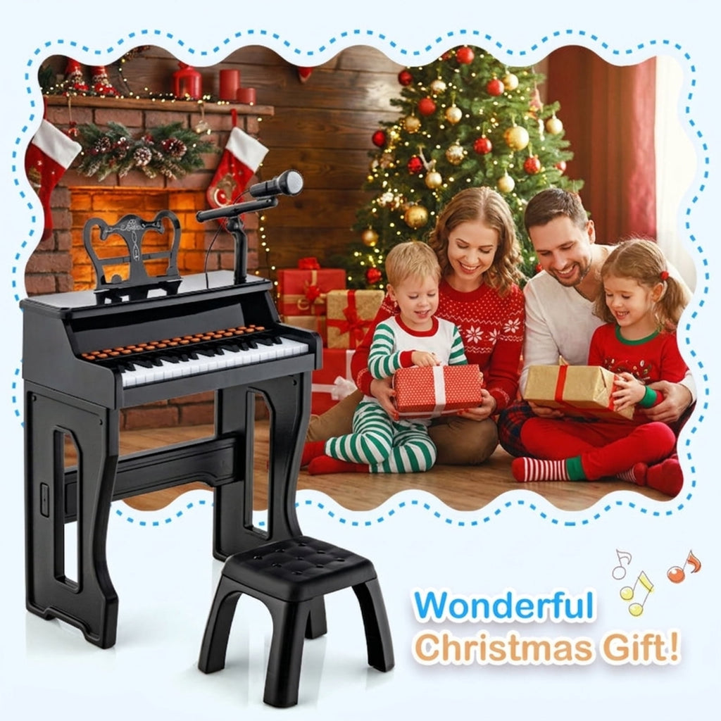 Redsmile 37-Key Kids Piano Keyboard with Microphone and Stool for Toddlers and Beginners Ages 3 and Up, Black