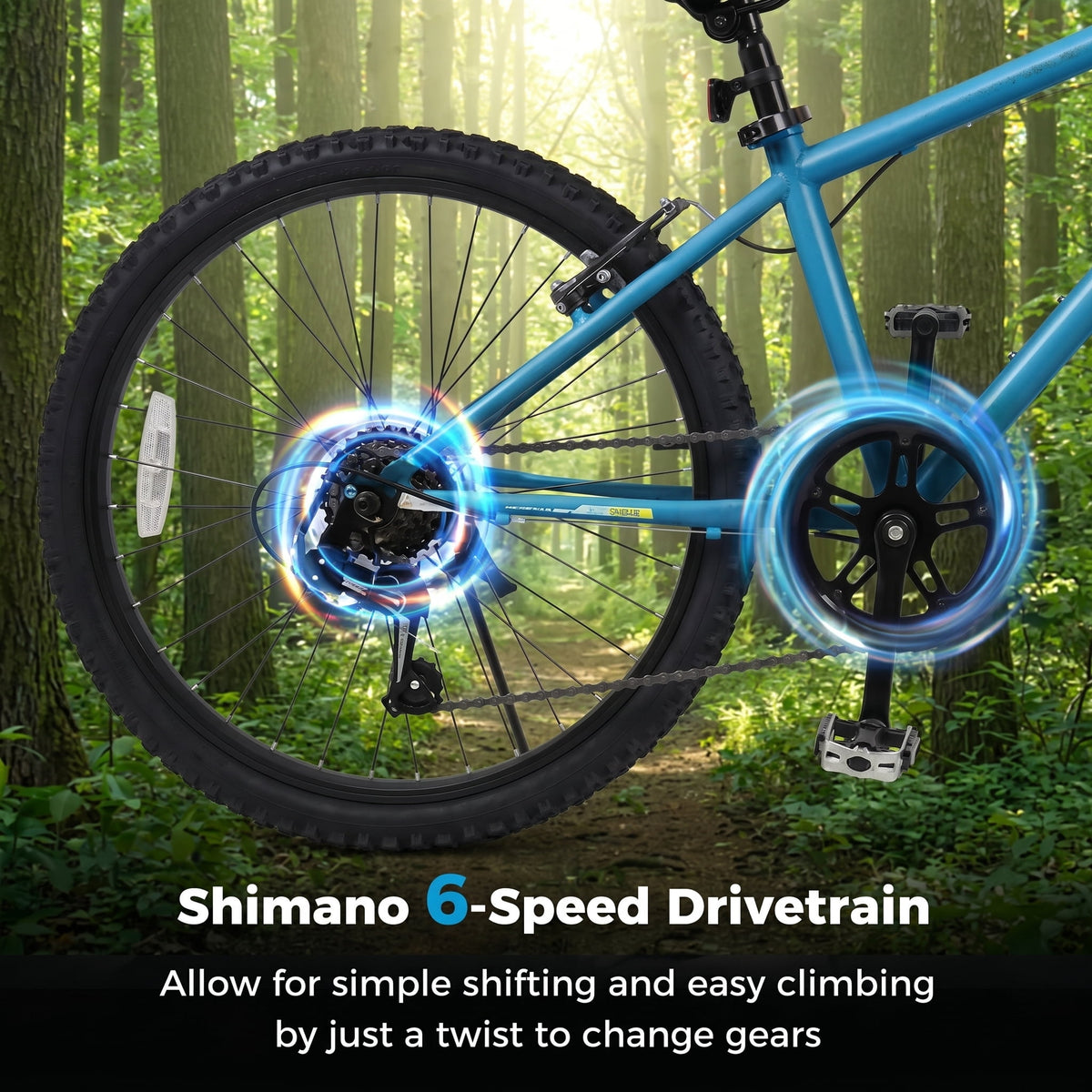 Redsmile 20 Inch Kids Mountain Bike for Boys Girls Ages 8+, 6-Speed Children Bicycle with Suspension Fork and Dual V-Brakes, Adjustable Seat, Pneumatic Tires for Riders 48-60 Inches, Blue