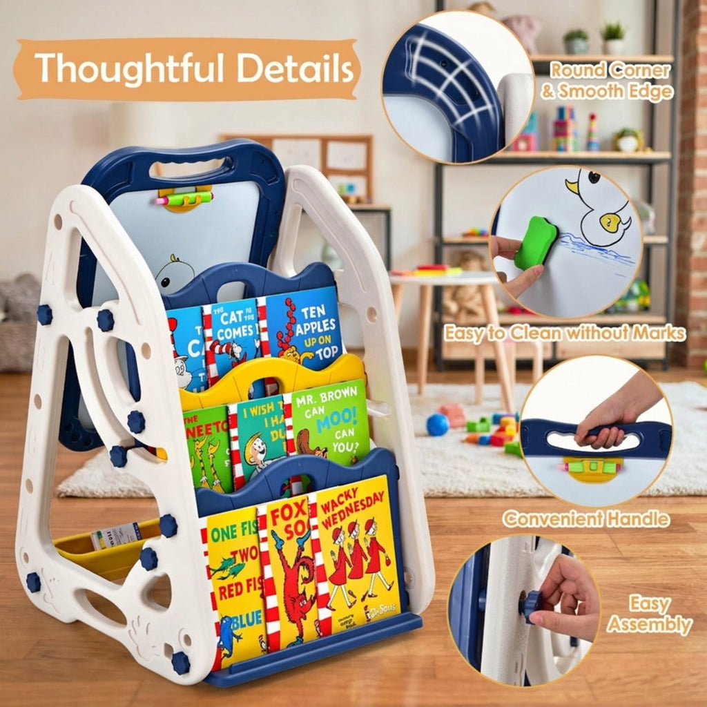 Redsmile 3-in-1 Kids Art Easel Double-Sided Tabletop Easel with Art Accessories, Art Easel for Kids, Standing Easel, Double Sided Easel for Toddlers Boys Girls, Christmas Birthday Gift, Blue
