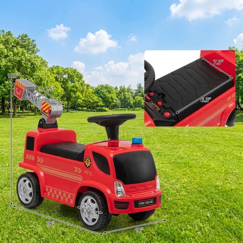 Redsmile Kids Push Ride On Fire Truck for Toddlers Ages 18-36 Months, Foot-to-Floor Ride On Fire Engine with Ladder, Bubble Maker, Working Headlights and Steering Wheel, 44 lbs Capacity, Red