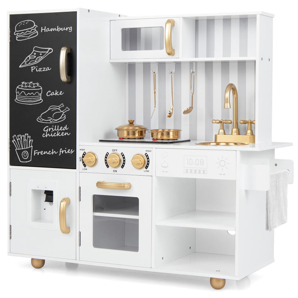 Redsmile Play Kitchen,Wooden Kids Kitchen Playset with Dish Washable Machine,Oven,Realistic Lights and Sounds,Pretend Play Toy Kitchen Gift for Girls Boys Ages 3-10,White