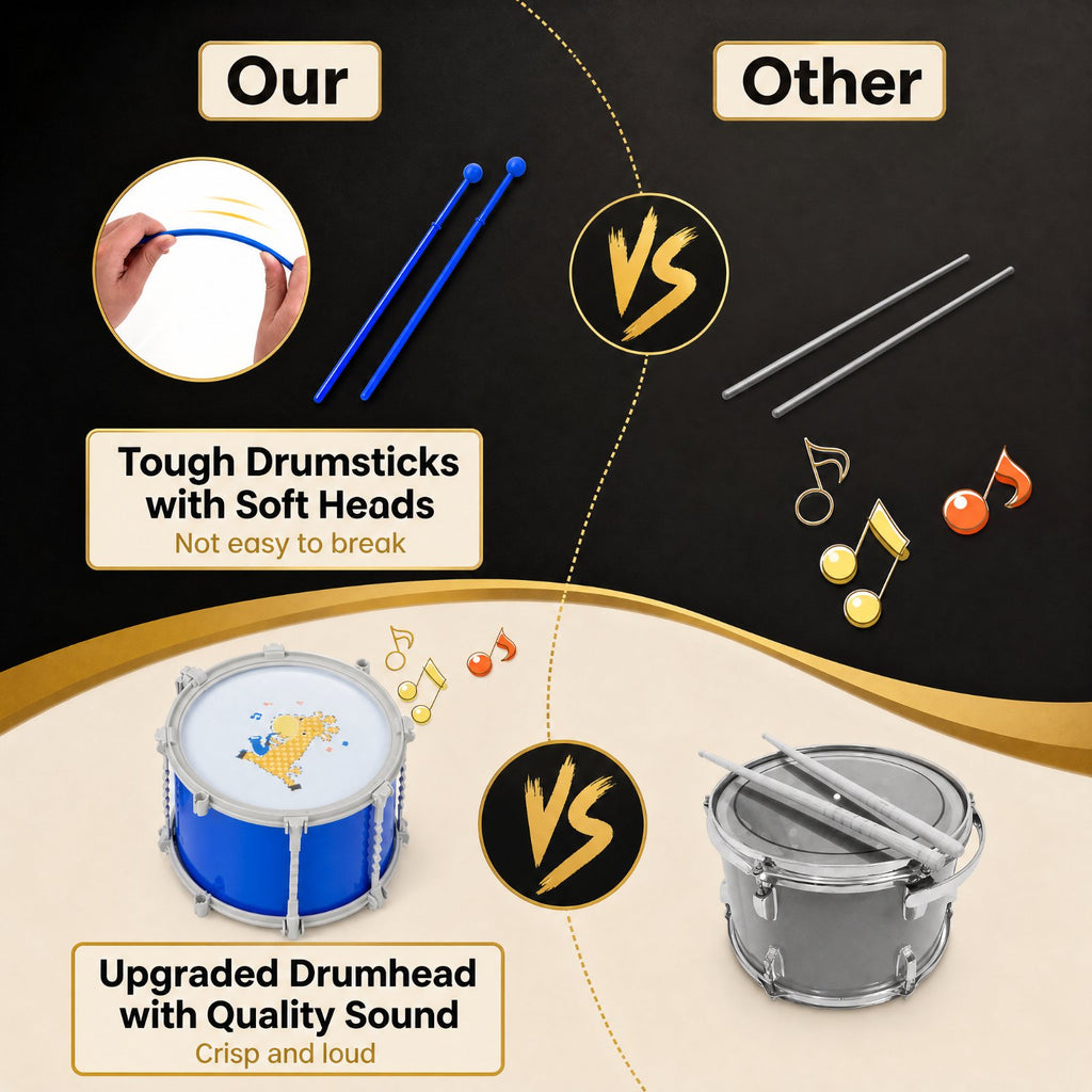 Redsmile Kids Drum Set Educational Percussion Musical Instrument Toy with Bass Drum, Blue
