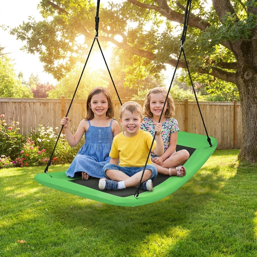 Redsmile Platform Tree Swing for Kids and Adults, 60 Inch Giant Saucer Tree Swing with Adjustable Ropes, 700 lb Outdoor Backyard Swing, Green