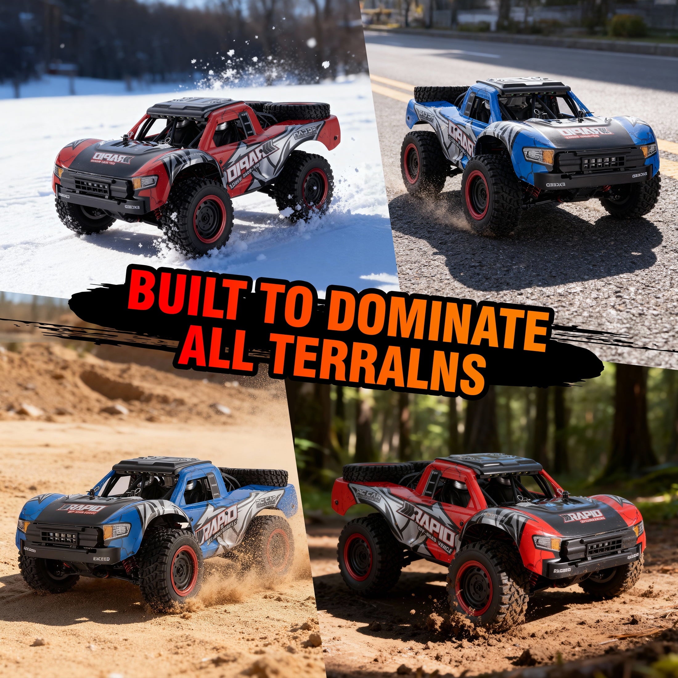 Redsmile 1:14 RC Cars for Adults, 43MPH Fast Remote Control Car with 2 Shells ,2 Extra Tires, 4WD Off-Road RC Truck, All Terrain RC Vehicle Toy Gifts for Boys,Kids