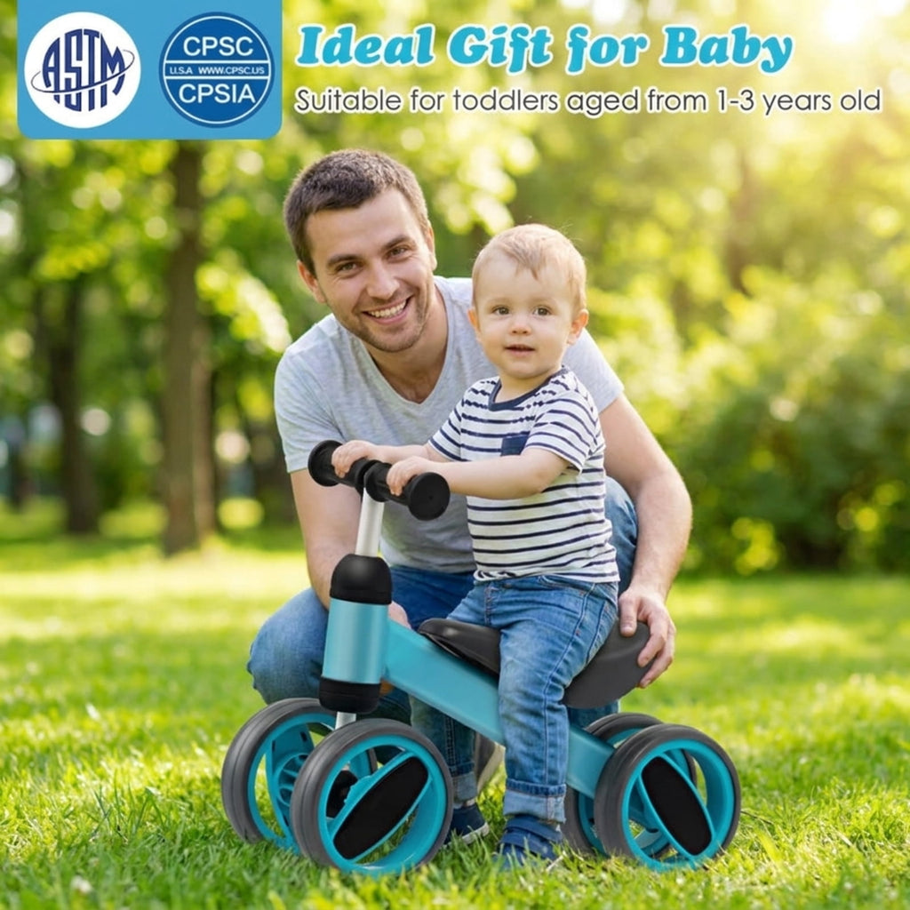 Redsmile Baby Balance Bike for 1-2 Year Olds, 4 Wheel No Pedal Toddler Training Bike, Lightweight First Balance Bike, Blue