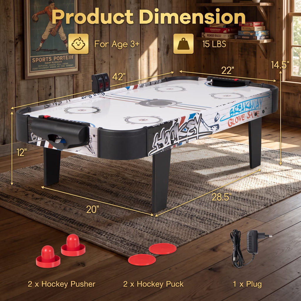 Redsmile 42 Inch Air Powered Hockey Table Top Scoring 2 Pushers for Game Room Family Fun Indoor Play