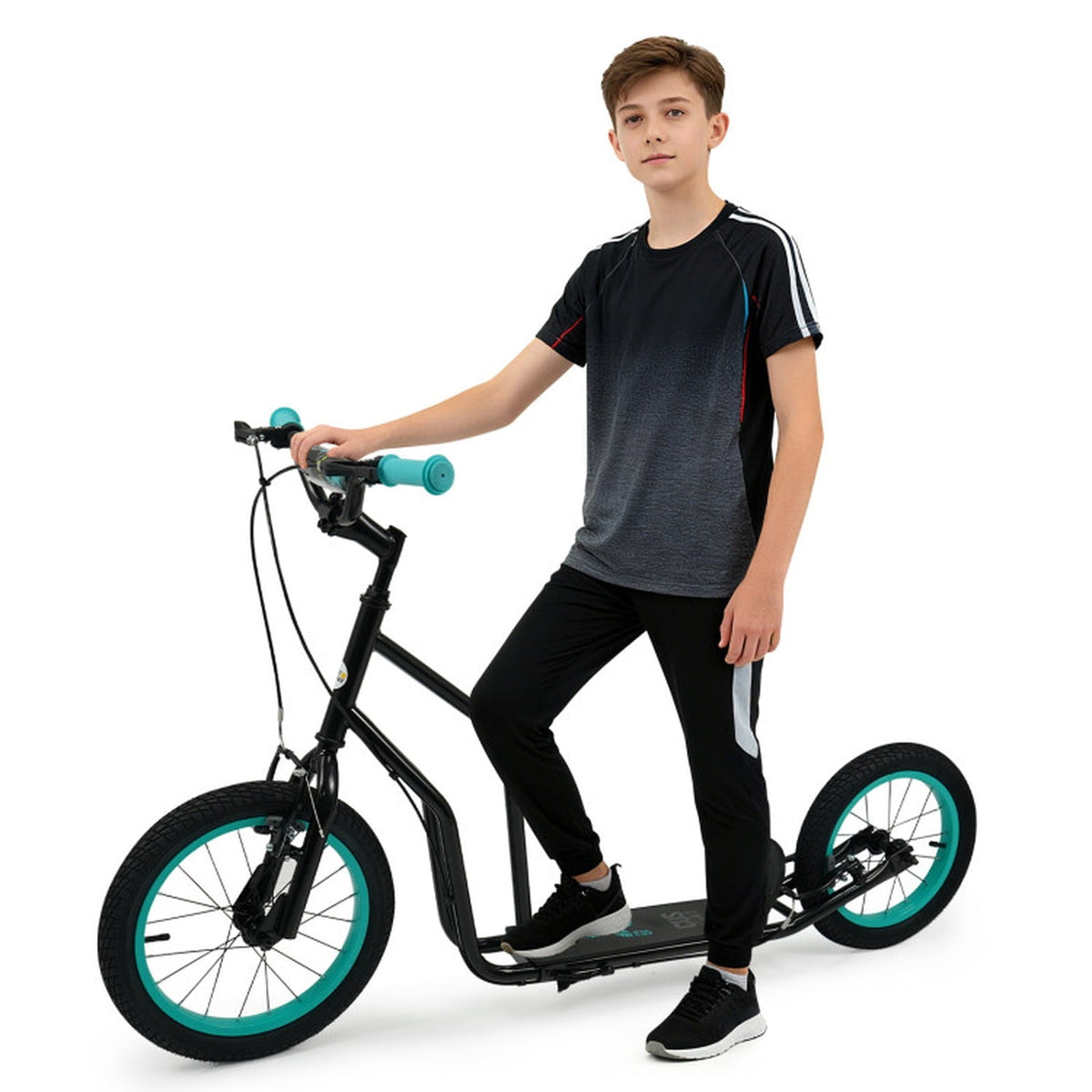 Redsmile Kids Scooter for Ages 8 and Up, Youth Scooter with 16/14 Inch Inflatable Wheels and Adjustable Handlebar, Big Wheel Scooter, Black