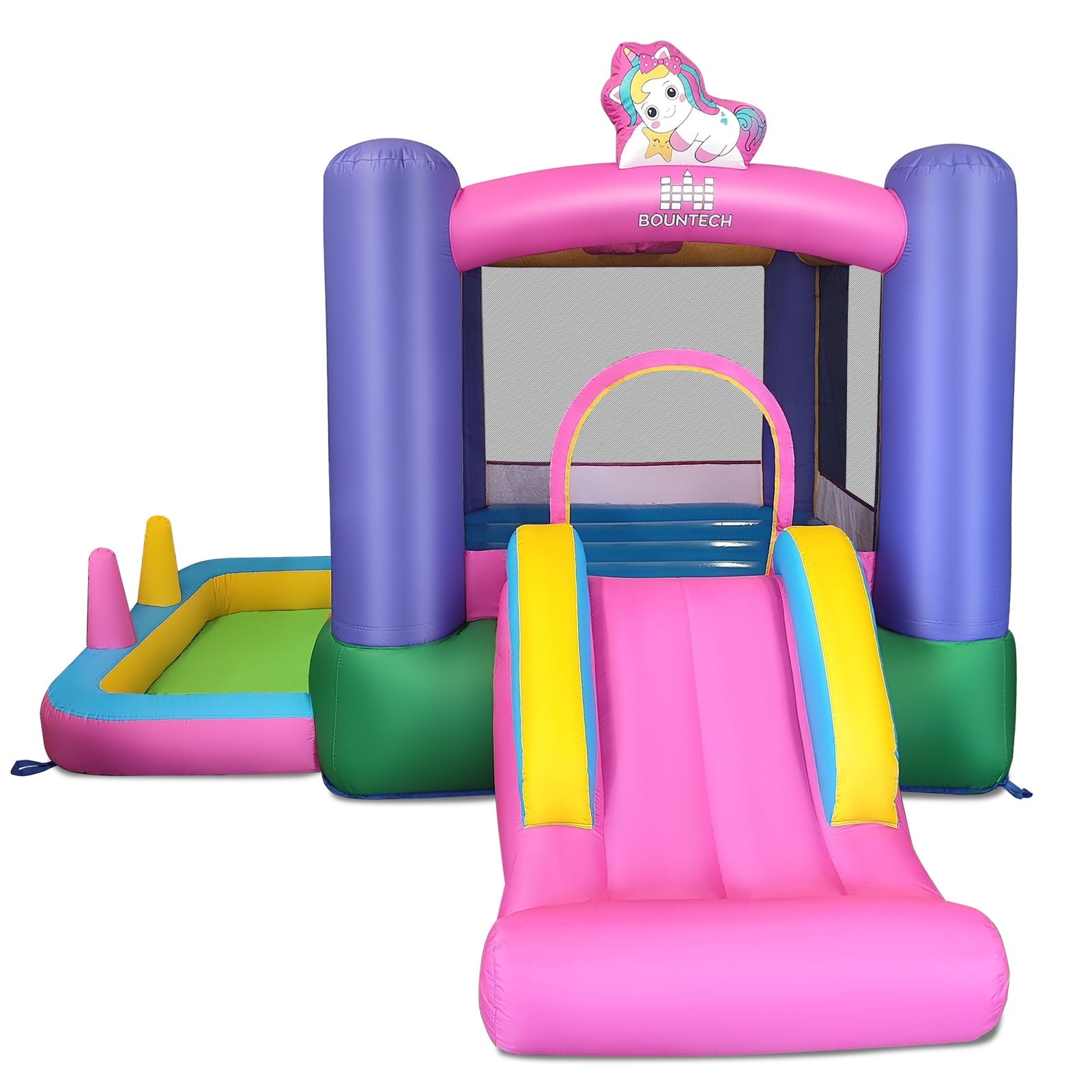 Redsmile 6-in-1 Bouncy Castle Inflatable Bounce House with Slide and Ball Pit with 480W Blower - Multicolor