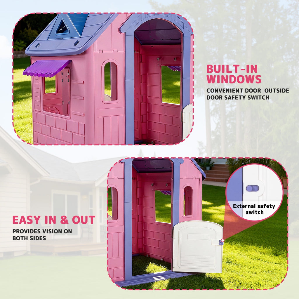 Redsmile Playhouse for Kids,Kids Playhouse with Basketball Ring Toss Play and DIY Stickers, Activity Center Game House for Indoor Outdoor,Gift for Girls Boys