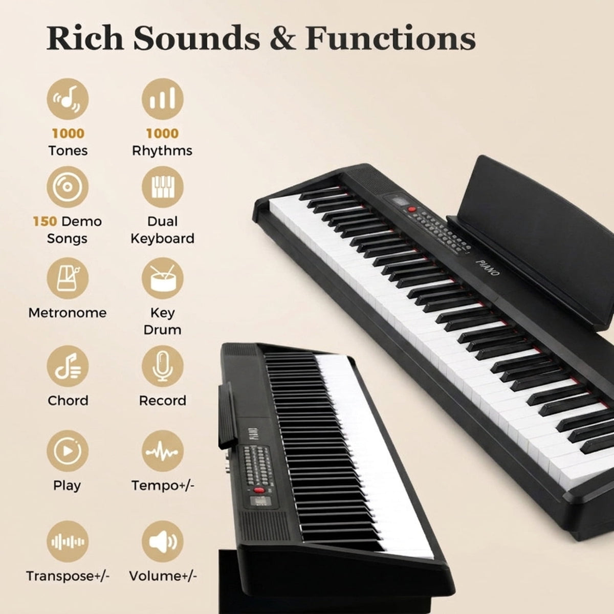 Redsmile 88-Key Foldable Digital Piano Keyboard with Semi-Weighted Keys and Bluetooth for Musicians to Practice and Travel Anywhere, Black