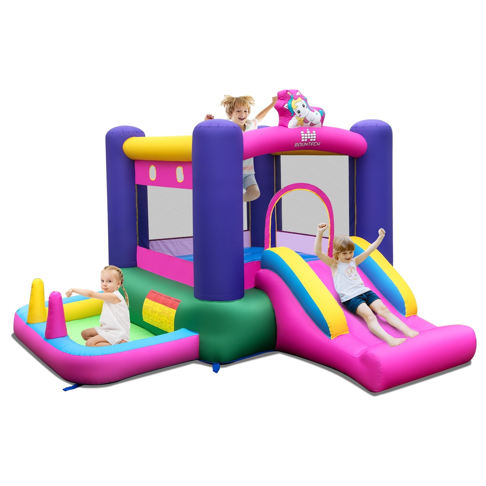 Redsmile 6-in-1 Bouncy Castle Inflatable Bounce House with Slide and Ball Pit with 480W Blower - Multicolor