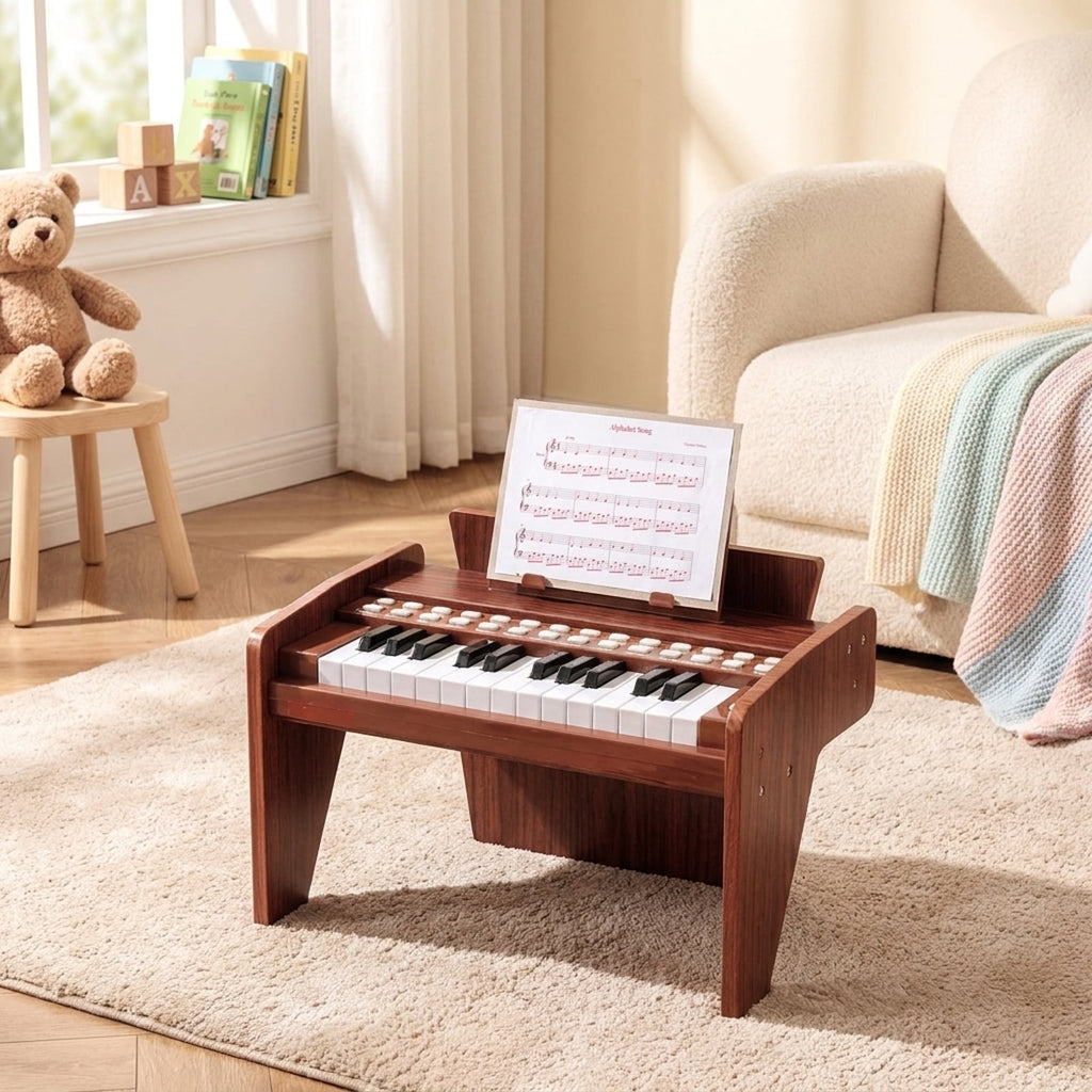 Redsmile 25 Key Kids Piano Keyboard with Record Playback and Adjustable Speed for Beginners Ages 3 and Up, Brown