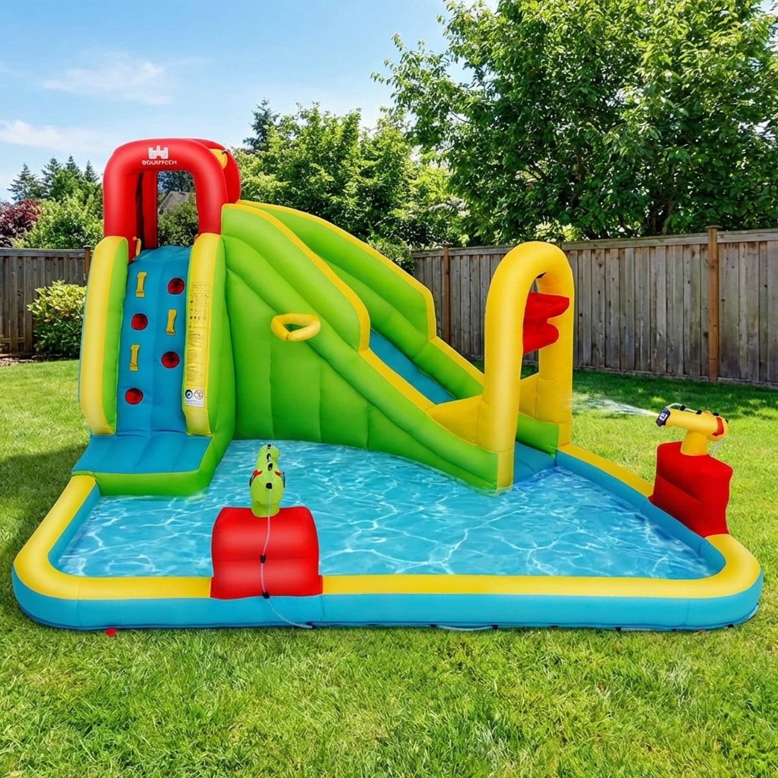 Redsmile Outdoor Inflatable Water Bounce House with 480W Blower - Multicolor - Kids Birthday Party - Backyard Fun
