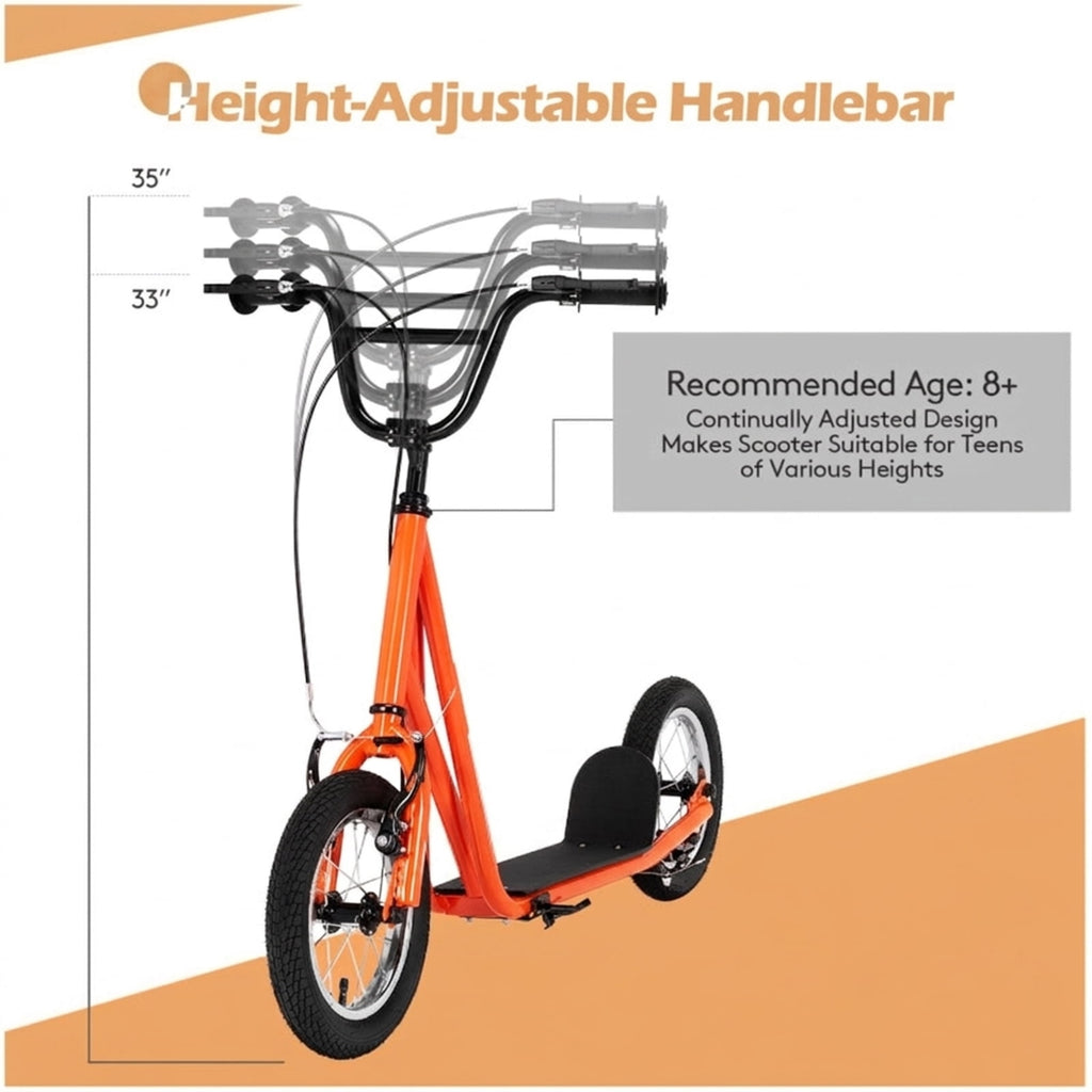 Redsmile Kids Scooter with 12 Inch Air Wheel, Height Adjustable Kick Scooter Holds 165 lb for Big Kids and Teens, Orange