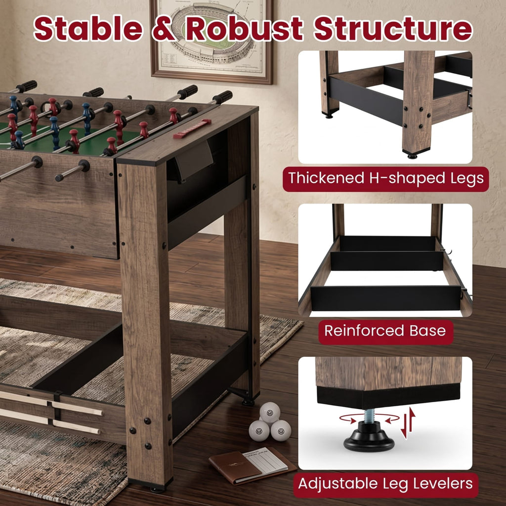 Redsmile 2-in-1 Swivel Foosball and Pool Combo Game Table for Game Room Family Fun Indoor Play Natural