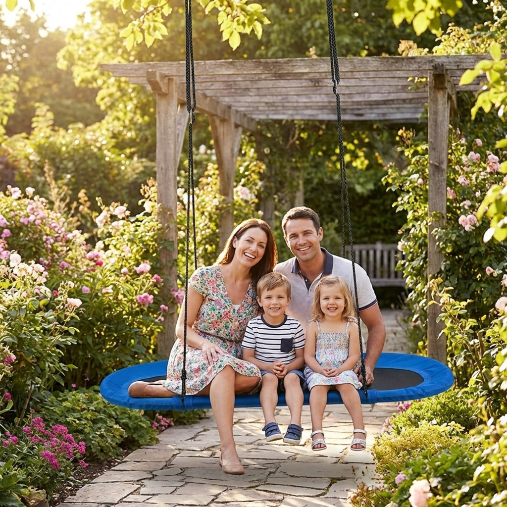 Redsmile 60 Inch Saucer Surf Outdoor Adjustable Swing Set-Blue+Black Blue - Outdoor Backyard Tree Swing for Kids and Adults
