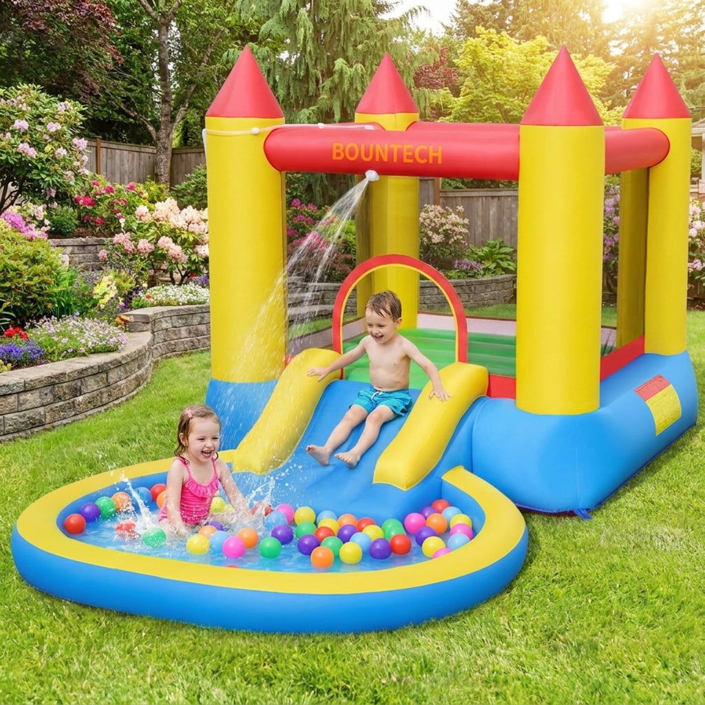 Redsmile Kids Inflatable Bounce House Castle with Balls Pool and Bag, Multicolor