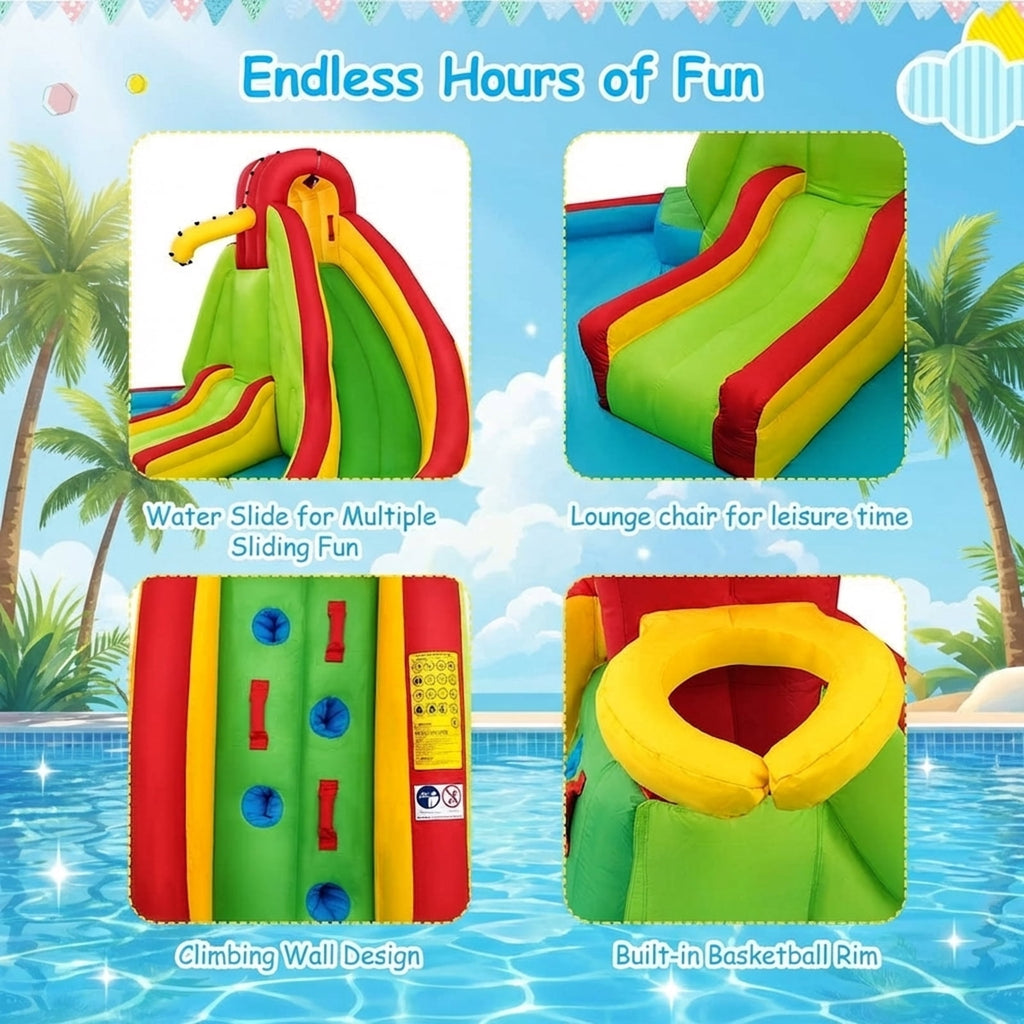 Redsmile Kids Gift Inflatable Water Slide Bounce Park with 480 W Blower - Multicolor - Kids Birthday Party