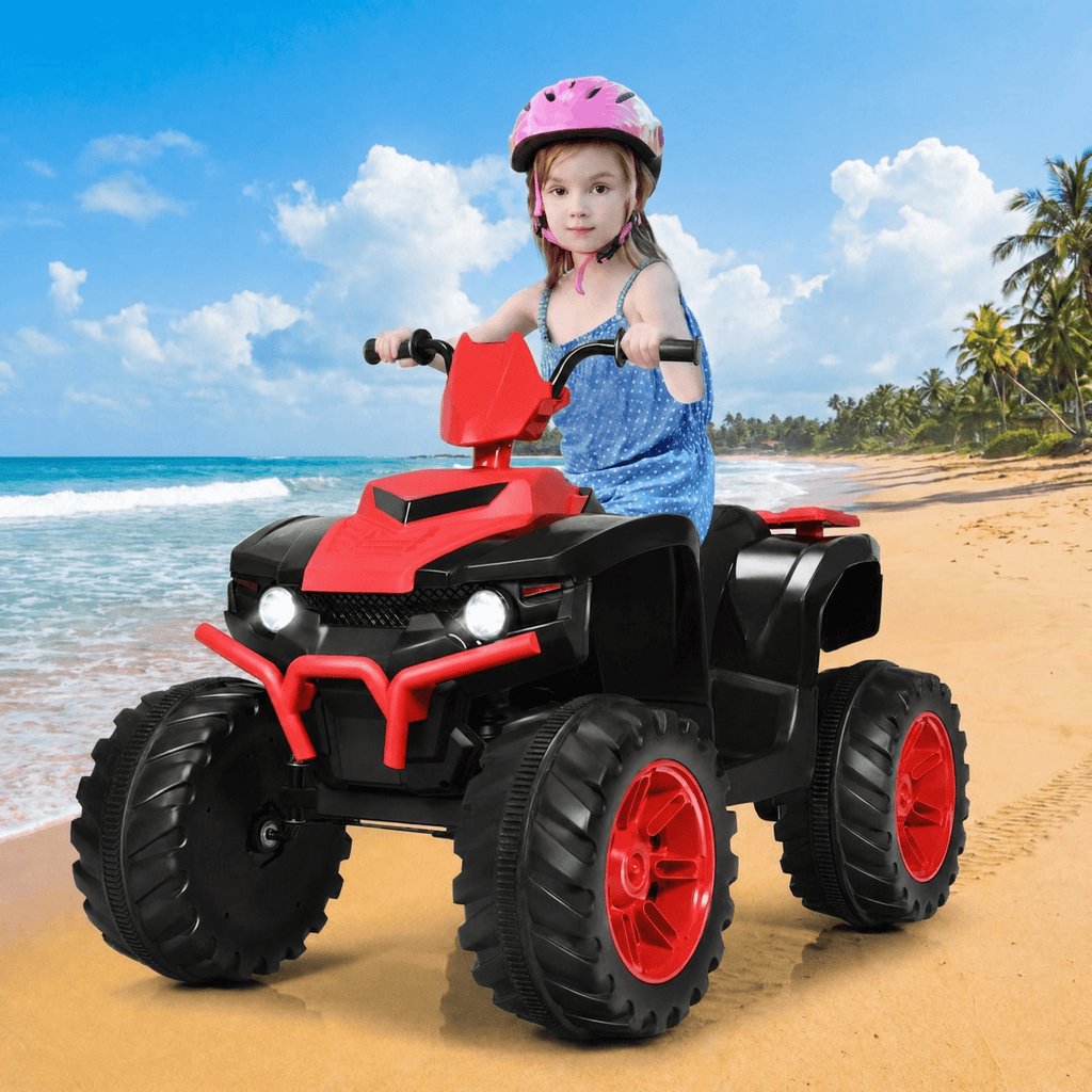 Redsmile 12V Kids Ride On ATV 4-Wheeler Quad with LED Headlights, USB Music Horn, Treaded Tires, High Low Speed, Battery Powered Electric Quad for Boys Girls Age 3-7, Red