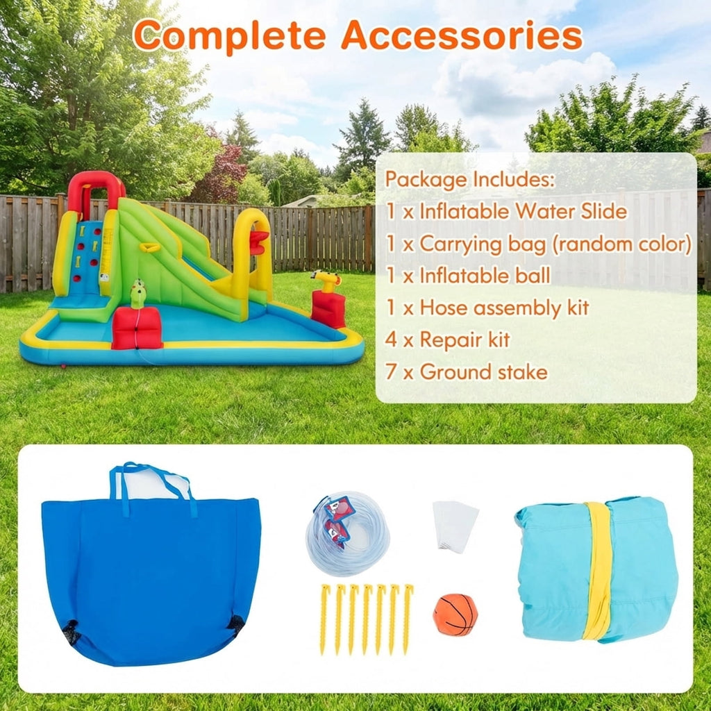 Redsmile Inflatable Splash Jump Slide Water Bounce without Blower - Multicolor - Kids Birthday Party
