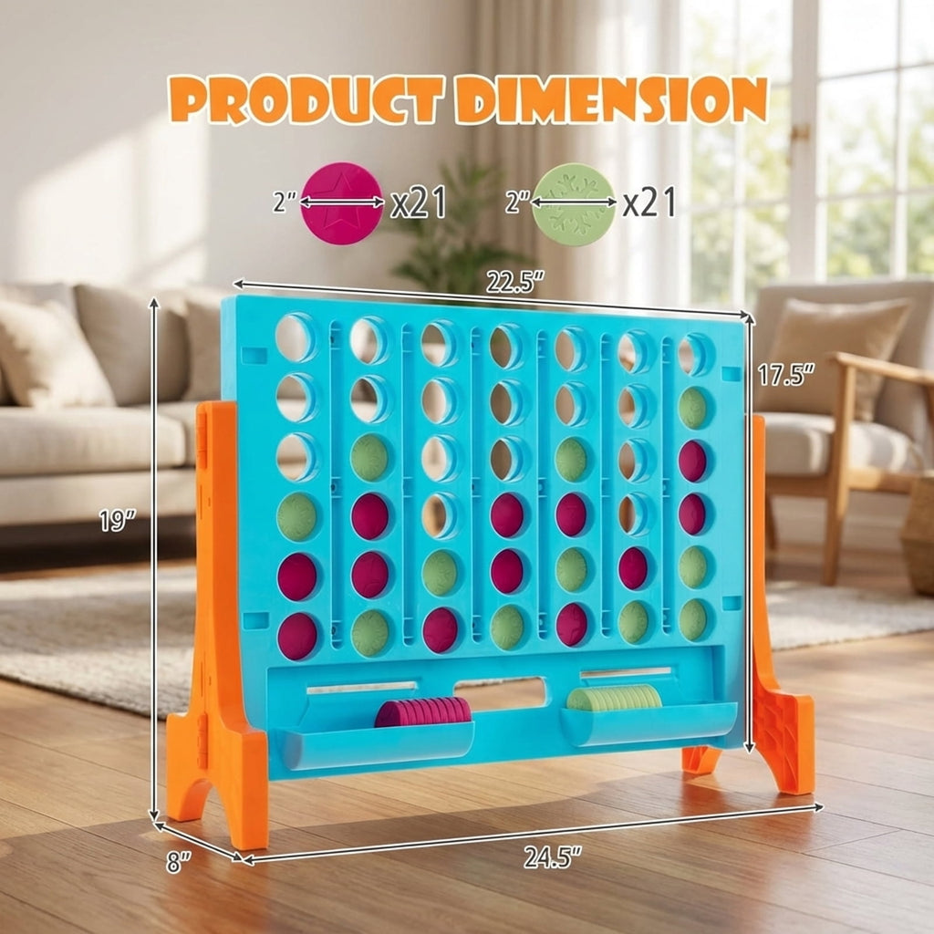 Redsmile Jumbo 4-to-Score Connect Game Set with Carrying Bag and 42 Coins Orange - Portable Outdoor Indoor Game for Birthday Party BBQ Camping Family Fun