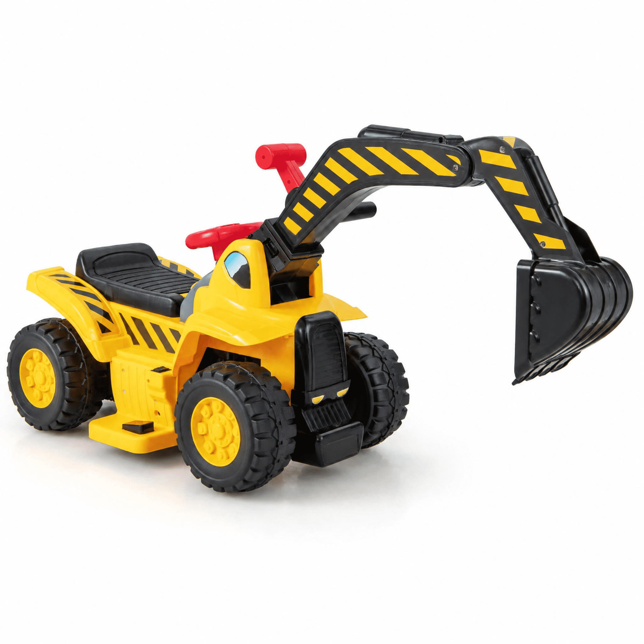 Redsmile 12V Battery Powered Kids Ride On Dumper Truck with Working Front Loader, Tipping Bucket, Safety Belt, High Low Speed, Pedal Powered Construction Toy, Yellow