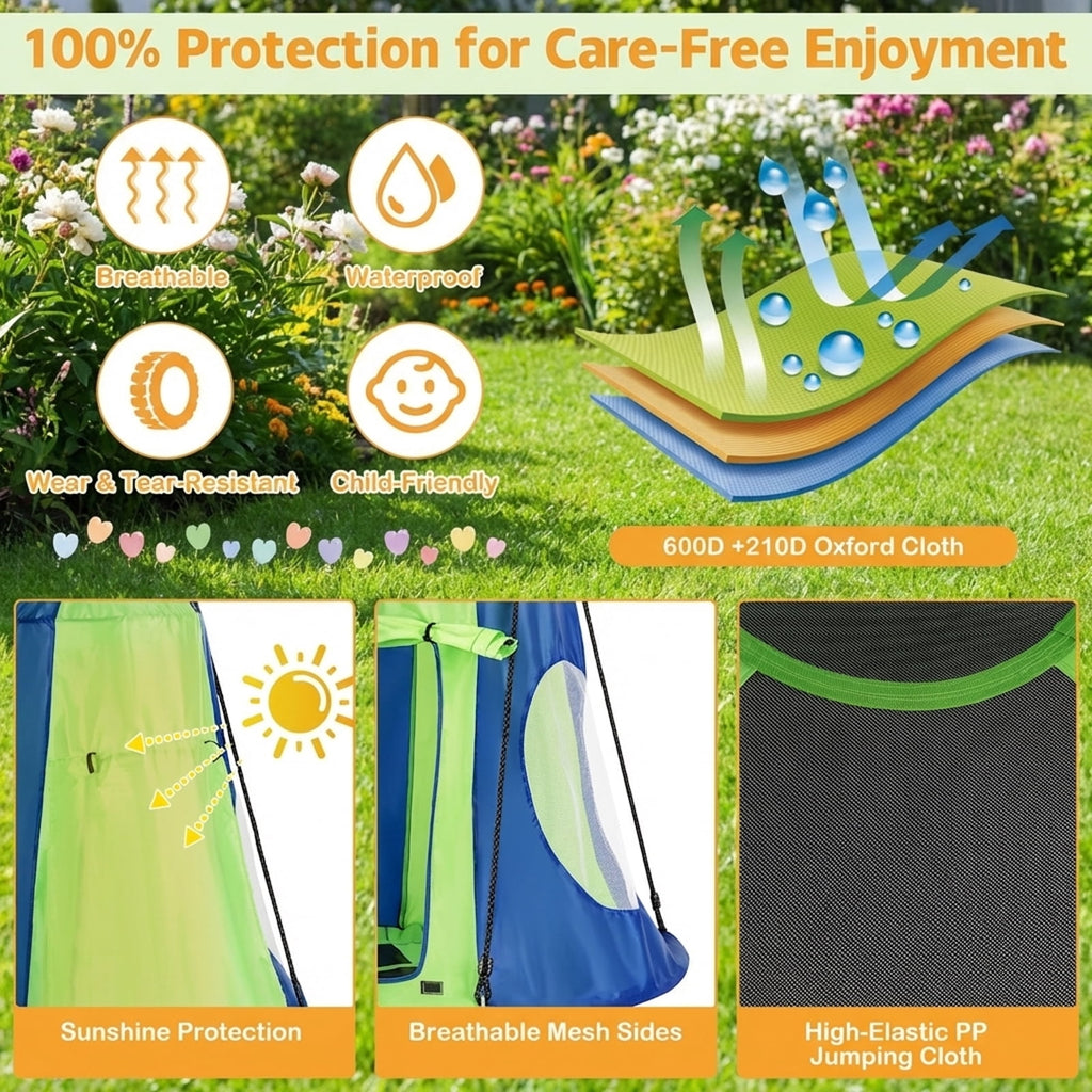 Redsmile 2-in-1 40 Inch Kids Hanging Chair Detachable Swing Tent Set 330 lbs Capacity Indoor Outdoor Play - Green