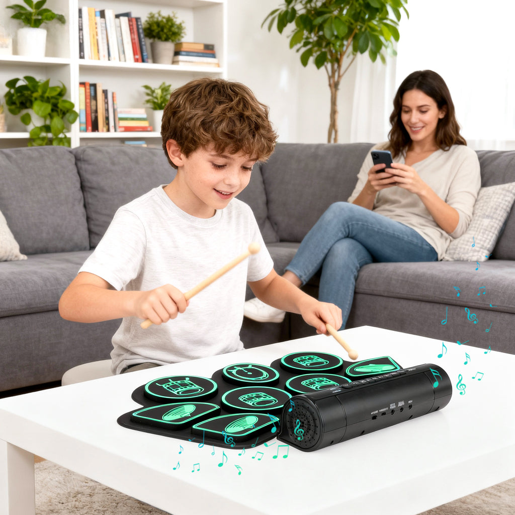 Redsmile Electronic Drum Set Kit with 9 Pads and Dual Speakers for Kids and Adults,Portable Practice Kit for Beginners