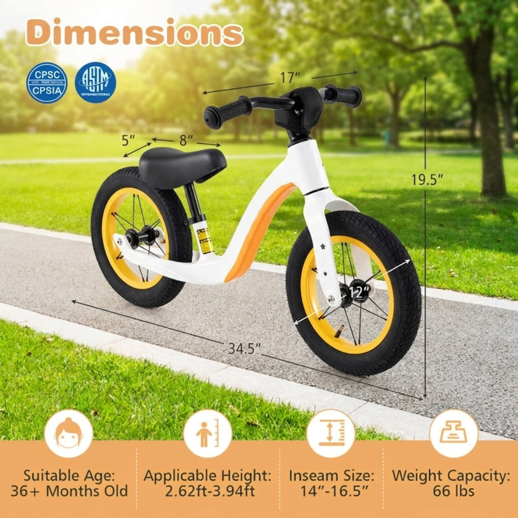 Redsmile 12 Inch Balance Bike for Toddlers, No Pedal Bike with Adjustable Seat and Handlebar, Lightweight Alloy Training Bike, White