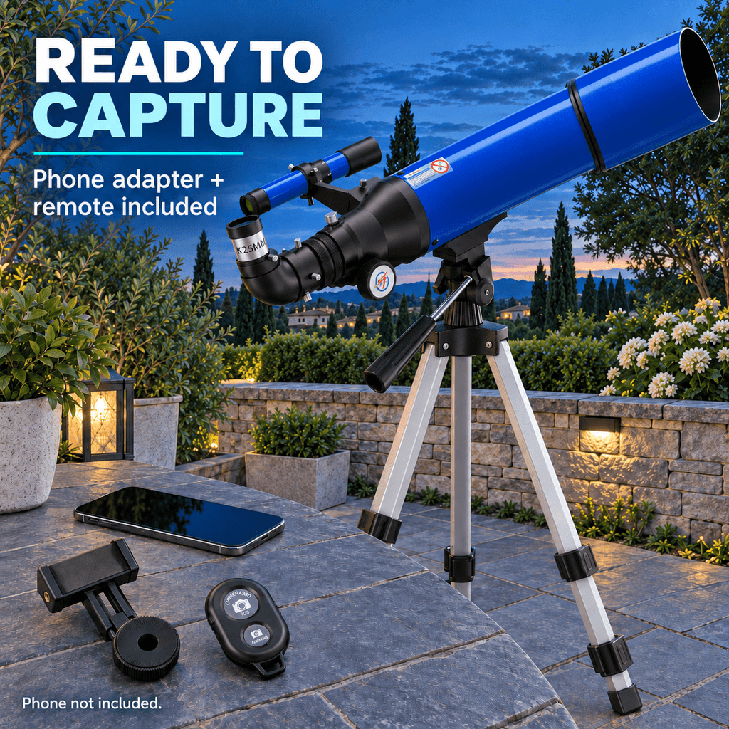 Redsmile Telescope for Adults and Kids, 80mm Aperture 500mm Refractor Telescope for Beginners, High Powered 20x to 50x Astronomy Optics, AZ Mount Tripod, Portable for Moon, Stargazing, Birding, Blue