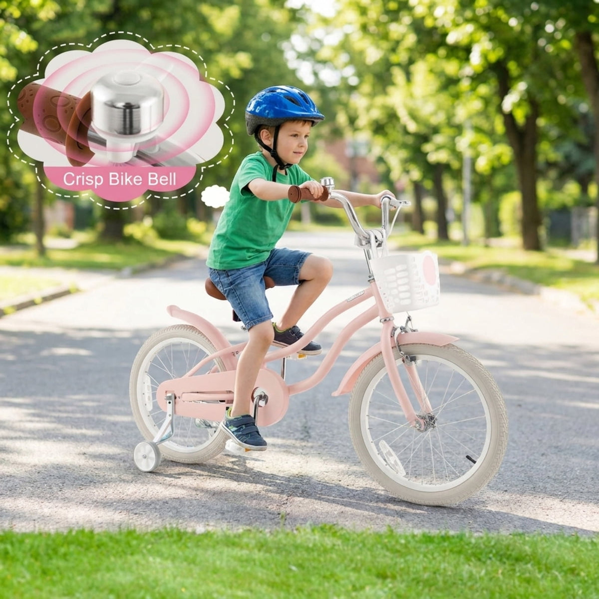 Redsmile Kids Bike 12 Inch with Training Wheels for Boys Girls Ages 3-4 Years, Toddler Bicycle with Adjustable Seat and Carbon Steel Frame, 99 lb Capacity Beginner Bike, Pink