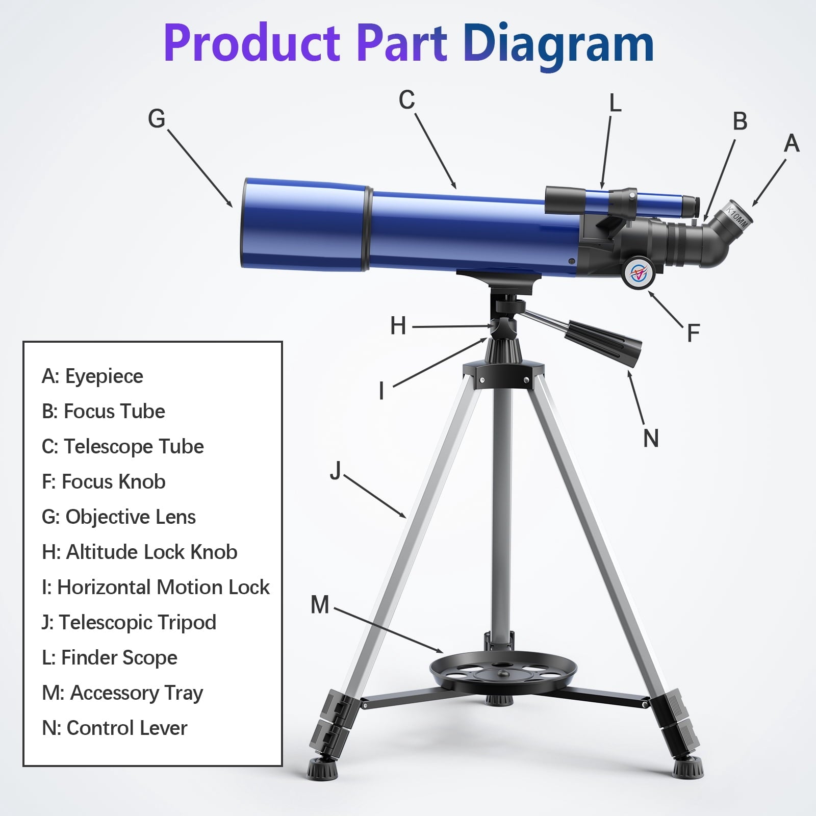 Redsmile Telescope for Adults Astronomy Beginners80mm Aperture 500mm Refractor Telescope with AZ Mount Tripod and 2 Eyepieces20x to 50x Magnification for Moon ViewingBlue