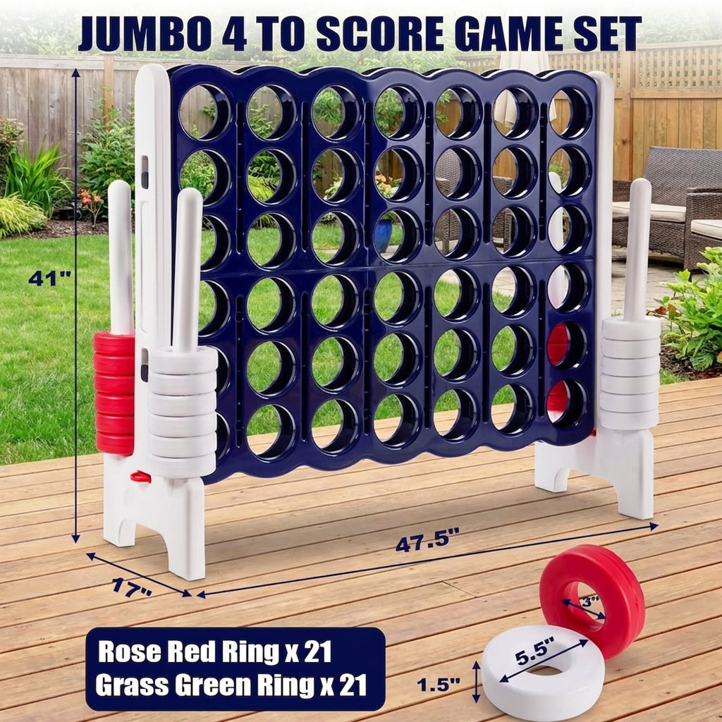 Redsmile Jumbo 4 in a Row 4-to-Score Giant Game Set-White White - Outdoor Backyard Lawn Party Game for Kids Adults