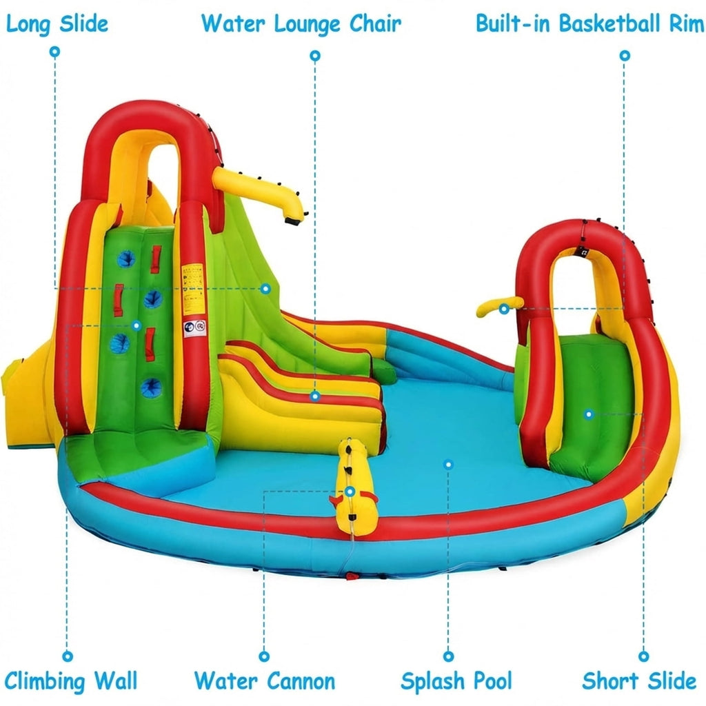 Redsmile Kids Gift Inflatable Water Slide Bounce Park with 480 W Blower - Multicolor - Kids Birthday Party