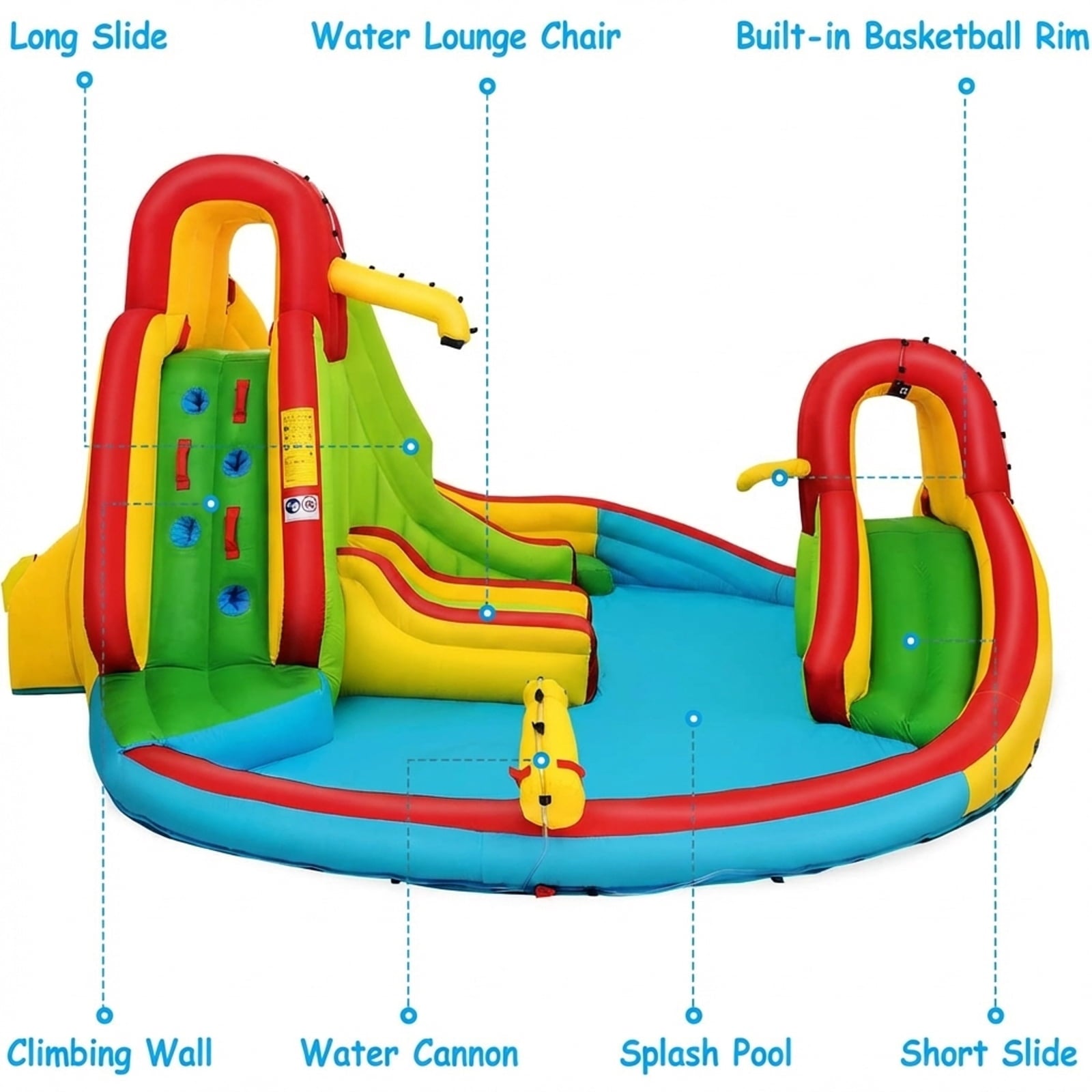 Redsmile Kids Gift Inflatable Water Slide Bounce Park with 480 W Blower - Multicolor - Kids Birthday Party