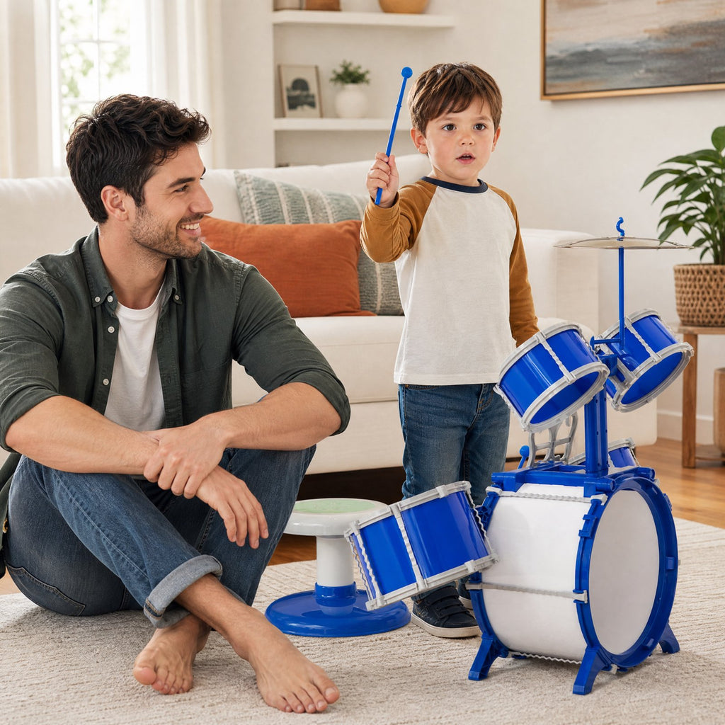 Redsmile Kids Drum Set Educational Percussion Musical Instrument Toy with Bass Drum, Blue