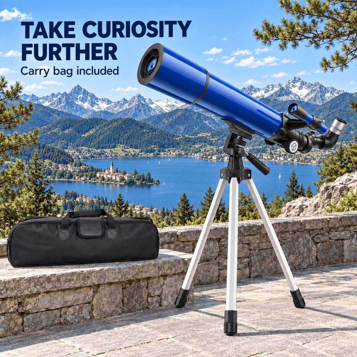 Redsmile Telescope for Adults and Kids, 80mm Aperture 500mm Refractor Telescope for Beginners, High Powered 20x to 50x Astronomy Optics, AZ Mount Tripod, Portable for Moon, Stargazing, Birding, Blue