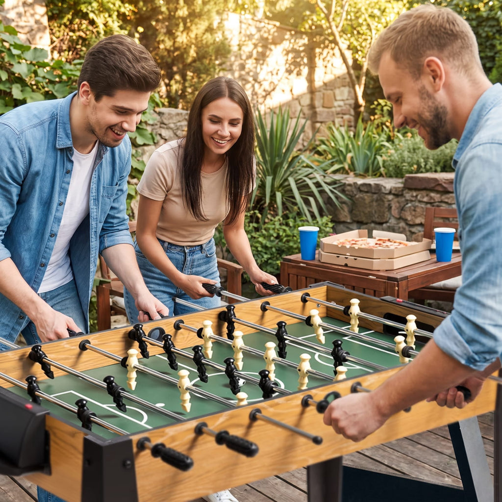 Redsmile 48 Inch Competition Sized Home Recreation Wooden Foosball Table for Game Room Family Fun Indoor Play Brown